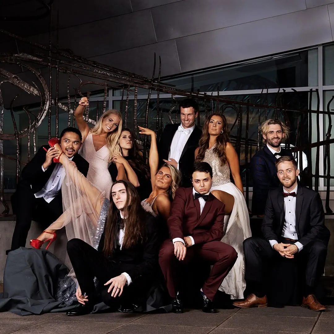 The Spectruss team celebrating on the steps outside the Hunter Museum